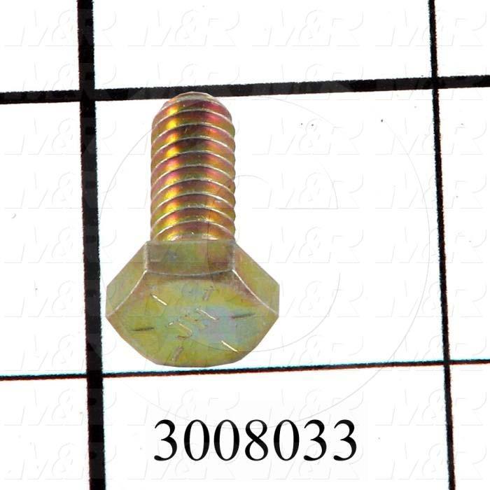 Machine Screws, Hex Head, Steel, Grade Class 8, Thread Size 1/4"-20, Screw Length 5/8", Full Thread Length, Right Hand, Zinc