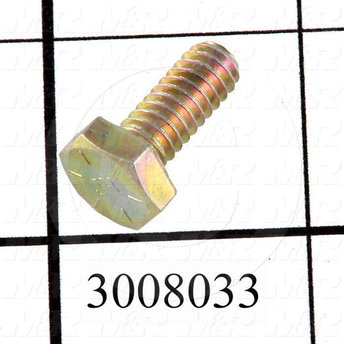 Machine Screws, Hex Head, Steel, Grade Class 8, Thread Size 1/4"-20, Screw Length 5/8", Full Thread Length, Right Hand, Zinc