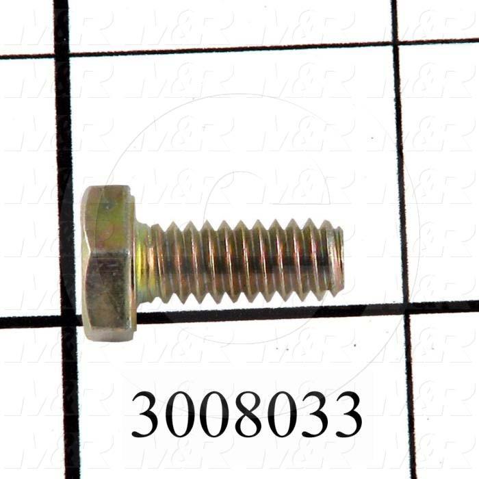 Machine Screws, Hex Head, Steel, Grade Class 8, Thread Size 1/4"-20, Screw Length 5/8", Full Thread Length, Right Hand, Zinc