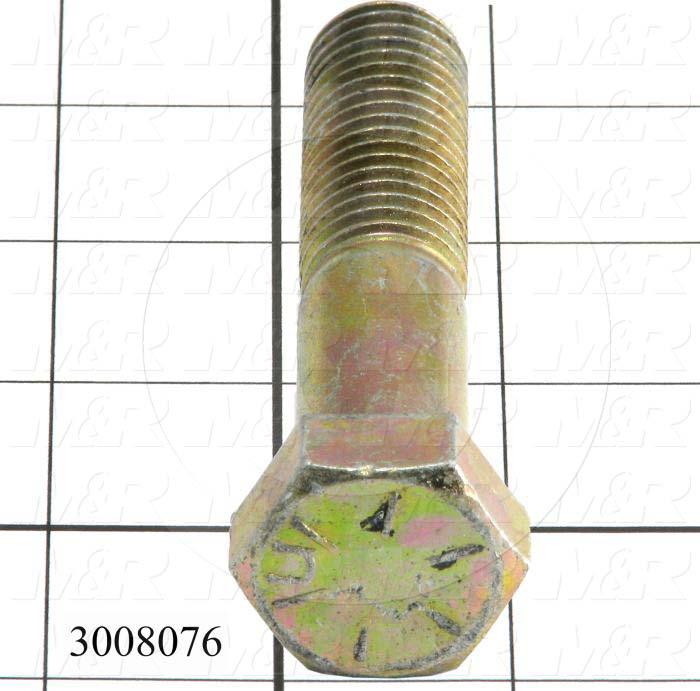 Machine Screws, Hex Head, Steel, Grade Class 8, Thread Size 3/4-10, Screw Length 3 in., Partial Thread Length, Right Hand, Zinc