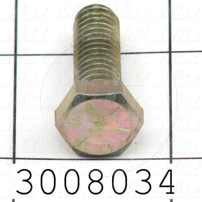 Machine Screws, Hex Head, Steel, Grade Class 8, Thread Size 5/16-18, Screw Length 1", Full Thread Length, Right Hand, Zinc