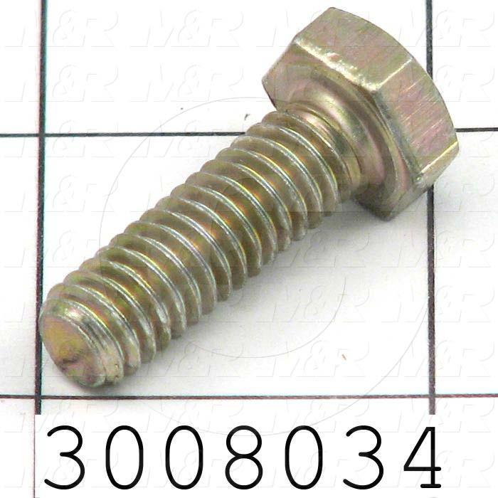 Machine Screws, Hex Head, Steel, Grade Class 8, Thread Size 5/16-18, Screw Length 1", Full Thread Length, Right Hand, Zinc