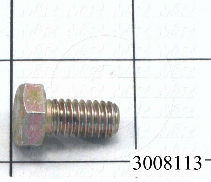 Machine Screws, Hex Head, Steel, Grade Class 8, Thread Size 5/16-18, Screw Length 5/8", Full Thread Length, Right Hand, Zinc