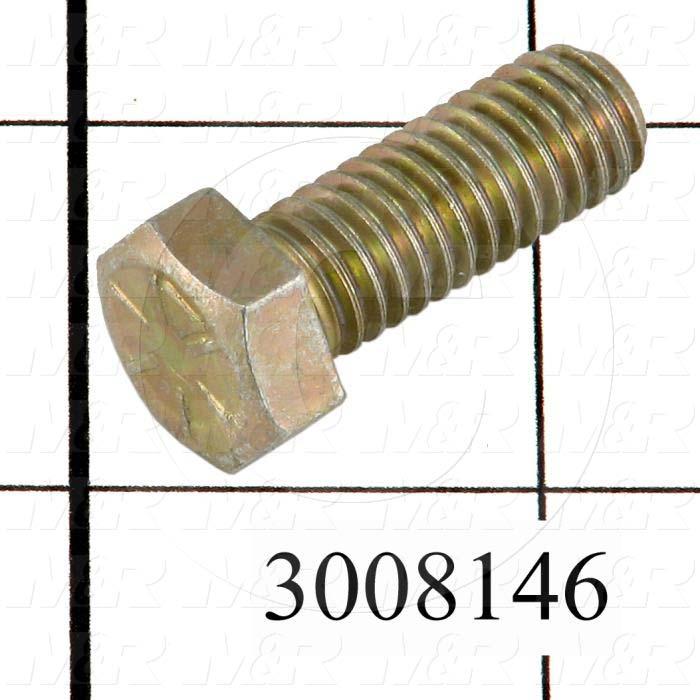 Machine Screws, Hex Head, Steel, Grade Class 8, Thread Size 9/16-12, Screw Length 2.00 in., Full Thread Length, Right Hand, Zinc