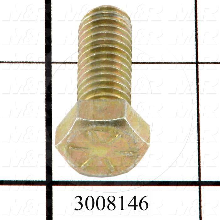 Machine Screws, Hex Head, Steel, Grade Class 8, Thread Size 9/16-12, Screw Length 2.00 in., Full Thread Length, Right Hand, Zinc