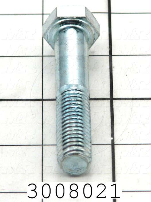 Machine Screws, Hex Head, Steel, Thread Size 1/2-13, Screw Length 2 3/4", Partial Thread Length, Right Hand, Zinc