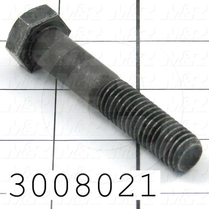 Machine Screws, Hex Head, Steel, Thread Size 1/2-13, Screw Length 2 3/4", Partial Thread Length, Right Hand, Zinc