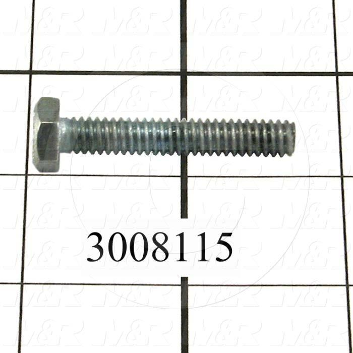 Machine Screws, Hex Head, Steel, Thread Size 1/4"-20, Screw Length 1 1/2 in., Full Thread Length, Right Hand, Zinc