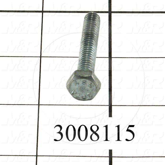 Machine Screws, Hex Head, Steel, Thread Size 1/4"-20, Screw Length 1 1/2 in., Full Thread Length, Right Hand, Zinc
