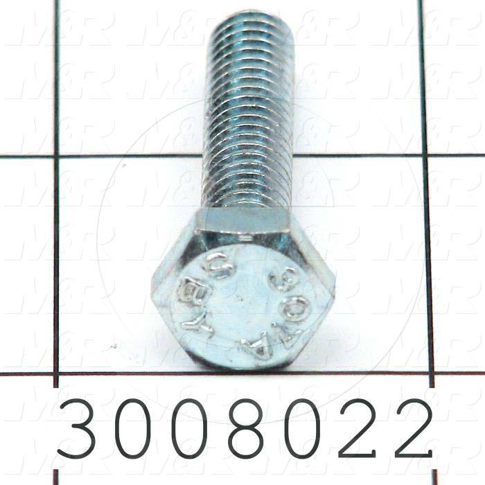 Machine Screws, Hex Head, Steel, Thread Size 1/4"-20, Screw Length 1 1/4 in., Full Thread Length, Right Hand, Zinc