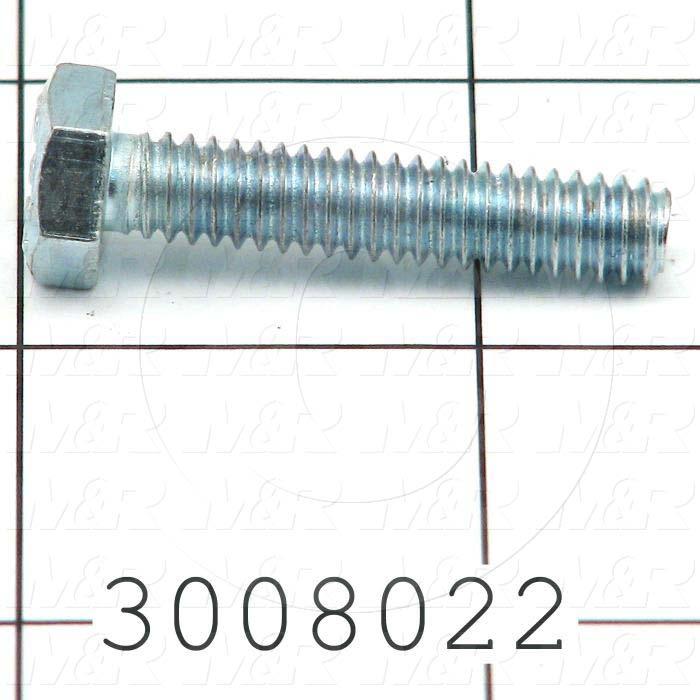 Machine Screws, Hex Head, Steel, Thread Size 1/4"-20, Screw Length 1 1/4 in., Full Thread Length, Right Hand, Zinc