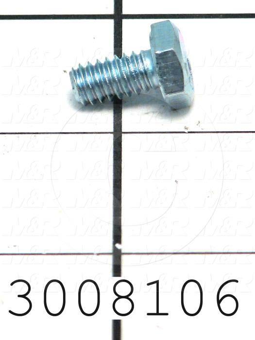 Machine Screws, Hex Head, Steel, Thread Size 1/4"-20, Screw Length 1/2 in., Full Thread Length, Right Hand, Zinc