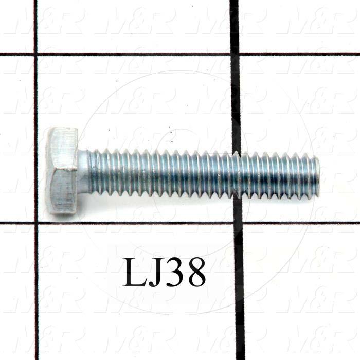 Machine Screws, Hex Head, Steel, Thread Size 1/4"-20, Screw Length 1.25 in., 1.25" Thread Length, Right Hand, Zinc