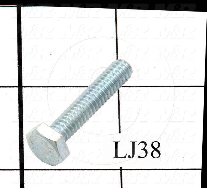 Machine Screws, Hex Head, Steel, Thread Size 1/4"-20, Screw Length 1.25 in., 1.25" Thread Length, Right Hand, Zinc