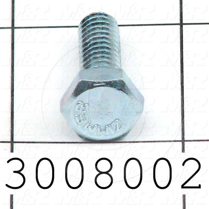 Machine Screws, Hex Head, Steel, Thread Size 1/4"-20, Screw Length 3/4", Full Thread Length, Right Hand, Zinc