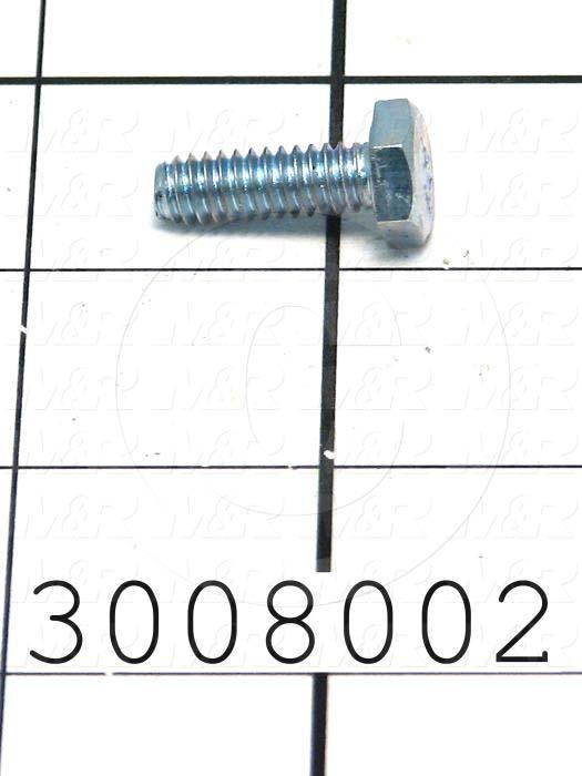 Machine Screws, Hex Head, Steel, Thread Size 1/4"-20, Screw Length 3/4", Full Thread Length, Right Hand, Zinc