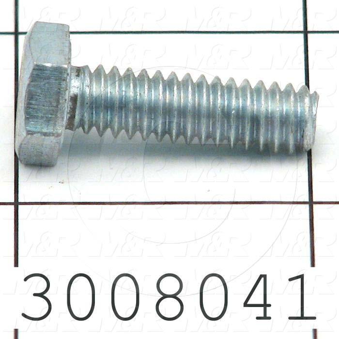 Machine Screws, Hex Head, Steel, Thread Size 1/4"-20, Screw Length 7/8 in., Full Thread Length, Right Hand, Zinc