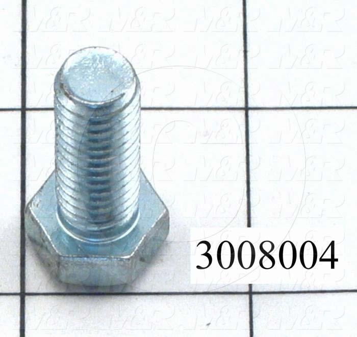 Machine Screws, Hex Head, Steel, Thread Size 3/8-16, Screw Length 1", Full Thread Length, Right Hand, Zinc