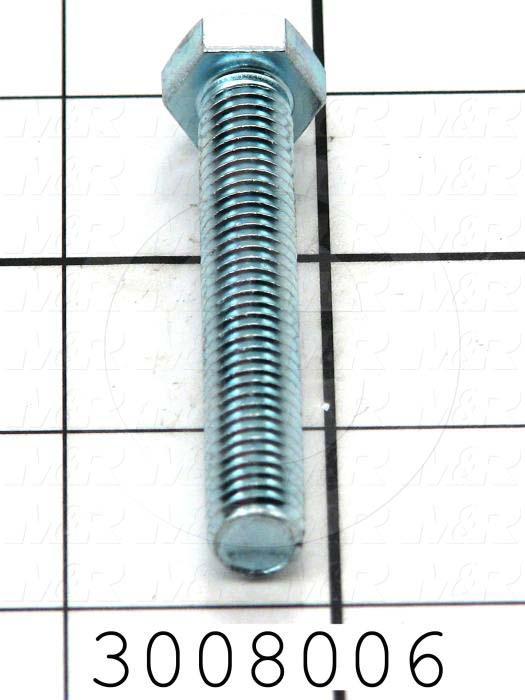 Machine Screws, Hex Head, Steel, Thread Size 3/8-16, Screw Length 2 1/2", Full Thread Length, Right Hand, Zinc