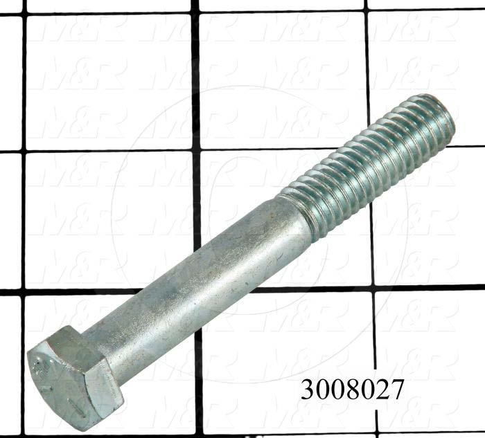Machine Screws, Hex Head, Steel, Thread Size 3/8-16, Screw Length 2 3/4", Partial Thread Length, Right Hand, Zinc