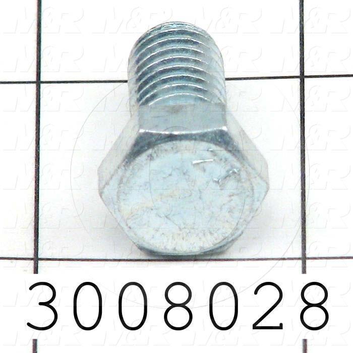 Machine Screws, Hex Head, Steel, Thread Size 3/8-16, Screw Length 3/4", Full Thread Length, Right Hand, Zinc