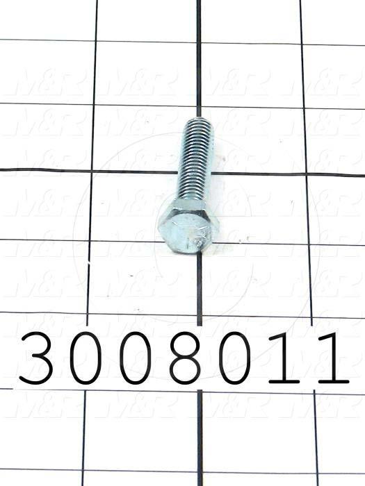 Machine Screws, Hex Head, Steel, Thread Size 5/16-18, Screw Length 1 1/2 in., Partial Thread Length, Right Hand, Zinc