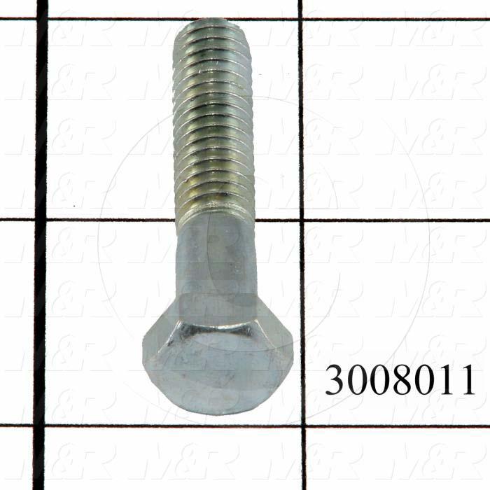 Machine Screws, Hex Head, Steel, Thread Size 5/16-18, Screw Length 1 1/2 in., Partial Thread Length, Right Hand, Zinc