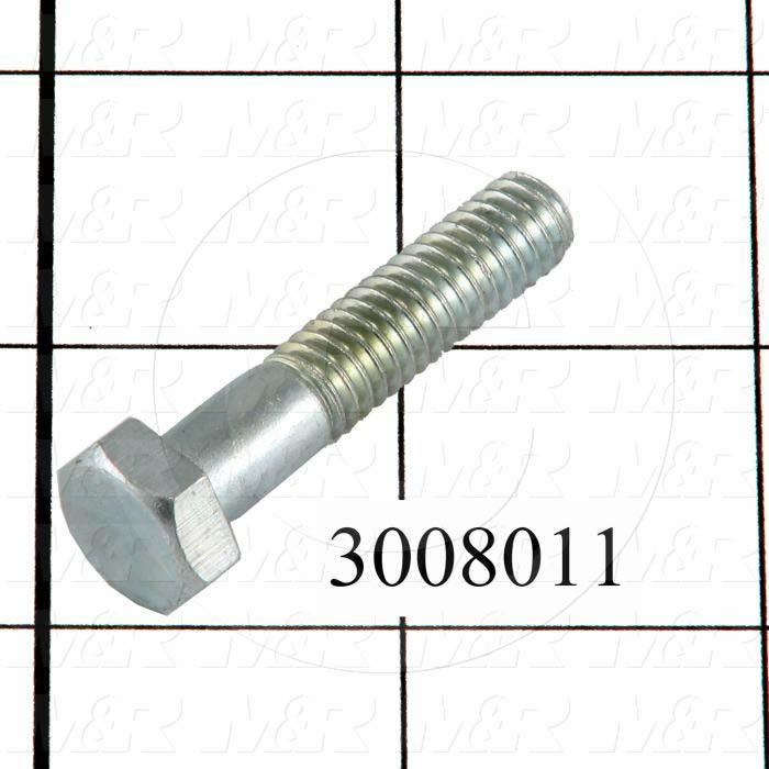Machine Screws, Hex Head, Steel, Thread Size 5/16-18, Screw Length 1 1/2 in., Partial Thread Length, Right Hand, Zinc
