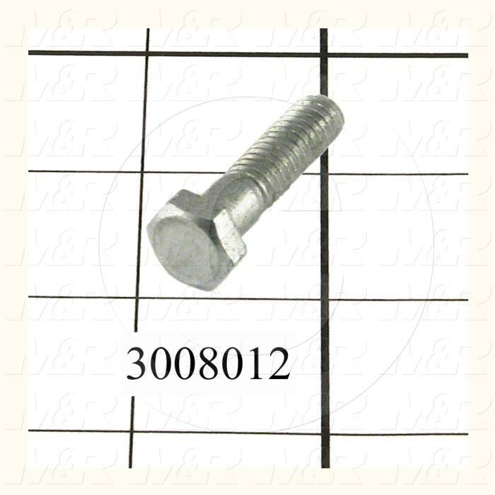 Machine Screws, Hex Head, Steel, Thread Size 5/16-18, Screw Length 1 1/4 in., Partial Thread Length, Right Hand, Zinc