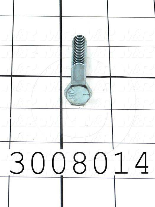 Machine Screws, Hex Head, Steel, Thread Size 5/16-18, Screw Length 1 3/4", Partial Thread Length, Right Hand, Zinc