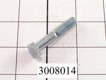 Machine Screws, Hex Head, Steel, Thread Size 5/16-18, Screw Length 1 3/4", Partial Thread Length, Right Hand, Zinc