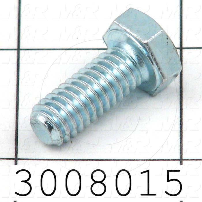 Machine Screws, Hex Head, Steel, Thread Size 5/16-18, Screw Length 3/4", Full Thread Length, Right Hand, Zinc