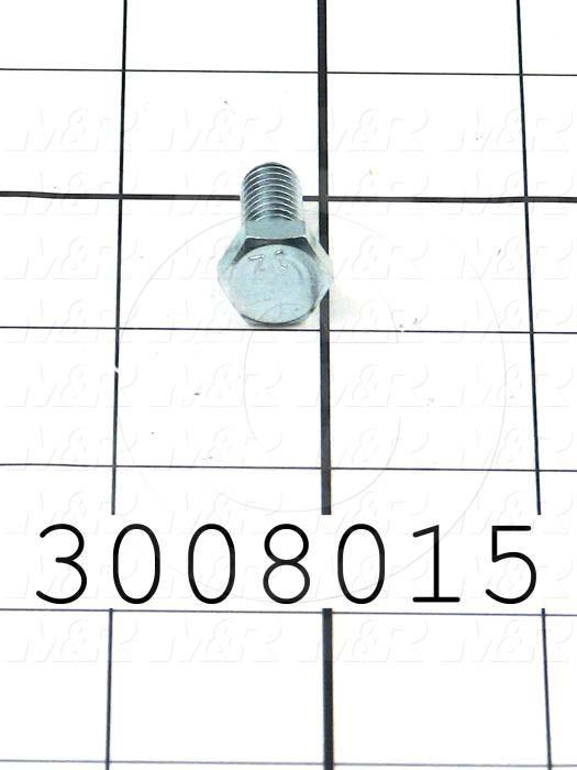 Machine Screws, Hex Head, Steel, Thread Size 5/16-18, Screw Length 3/4", Full Thread Length, Right Hand, Zinc