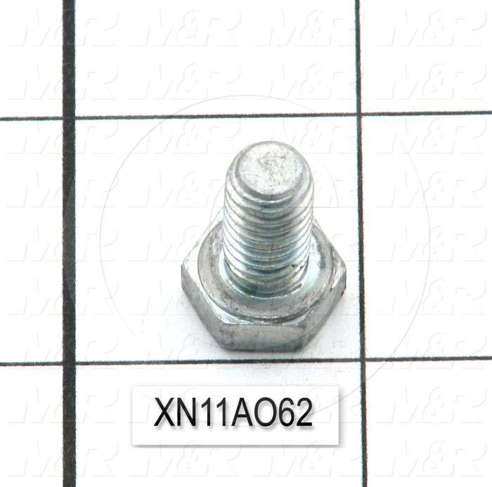 Machine Screws, Hex Head, Steel, Thread Size 5/16-18, Screw Length 5/8", 0.625" Thread Length, Right Hand, Zinc Plated