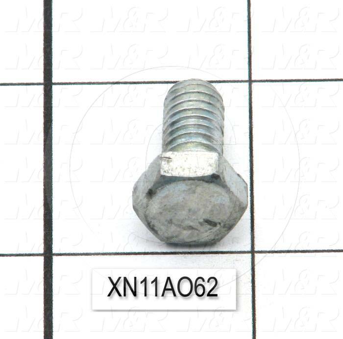 Machine Screws, Hex Head, Steel, Thread Size 5/16-18, Screw Length 5/8", 0.625" Thread Length, Right Hand, Zinc Plated