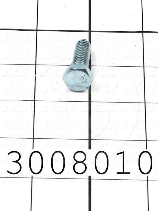 Machine Screws, Hex Head, Steel, Thread Size 5/8-18, Screw Length 1", Full Thread Length, Right Hand, Zinc