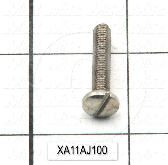 Machine Screws, Pan Slotted Head, Steel, Thread Size 10-32, Screw Length 1", Full Thread Length, Right Hand, Zinc