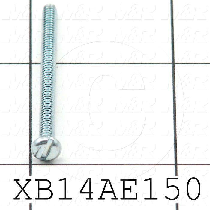 Machine Screws, Pan Slotted Head, Steel, Thread Size 4-40, Screw Length 1 1/2 in., Full Thread Length, Right Hand, Zinc