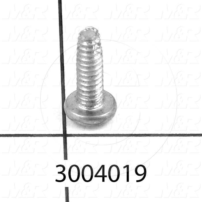 Machine Screws, Pan Slotted Head, Steel, Thread Size 4-40, Screw Length 3/8", Right Hand, Zinc