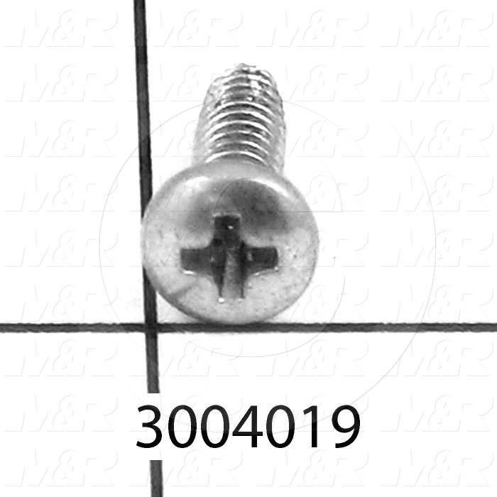 Machine Screws, Pan Slotted Head, Steel, Thread Size 4-40, Screw Length 3/8", Right Hand, Zinc