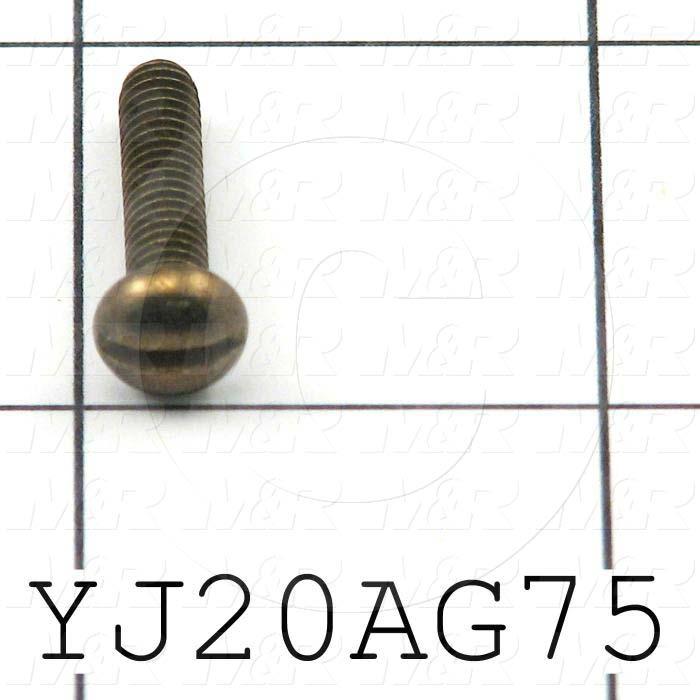 Machine Screws, Round Head, Brass, Thread Size 8-32, Screw Length 3/4", Full Thread Length, Right Hand