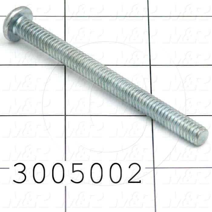 Machine Screws, Round Head, Steel, Thread Size 1/4"-20, Screw Length 3 in., Right Hand, Zinc