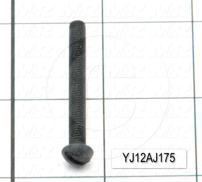Machine Screws, Round Head, Steel, Thread Size 10-32, Screw Length 1 3/4", Full Thread Length, Right Hand, Black Oxide