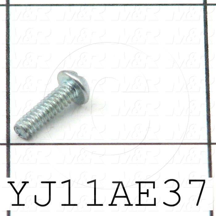 Machine Screws, Round Head, Steel, Thread Size 4-40, Screw Length 3/8", Full Thread Length, Right Hand, Zinc