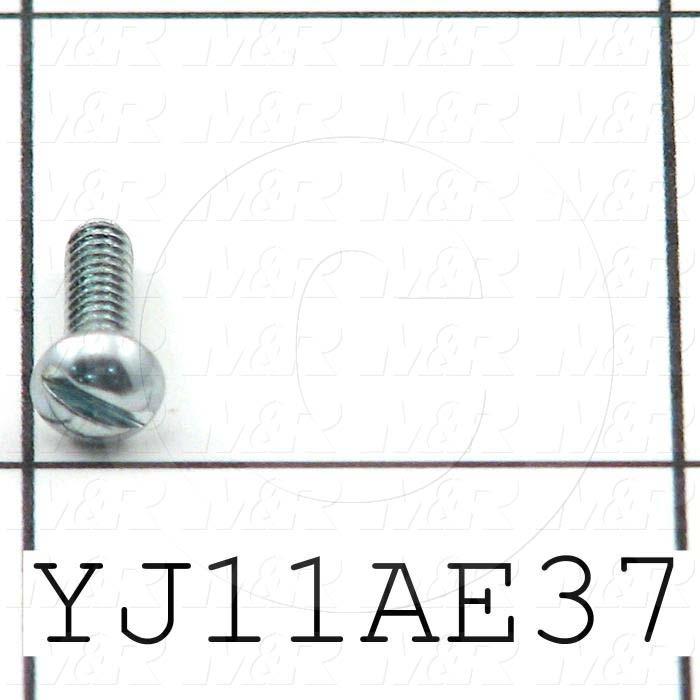 Machine Screws, Round Head, Steel, Thread Size 4-40, Screw Length 3/8", Full Thread Length, Right Hand, Zinc