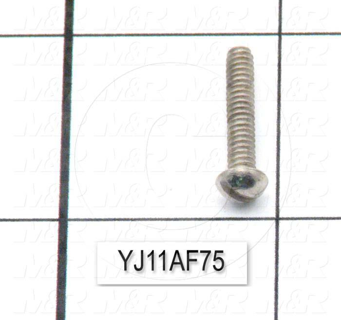 Machine Screws, Round Head, Steel, Thread Size 6-32, Screw Length 3/4", Full Thread Length, Right Hand, Zinc