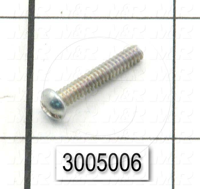 Machine Screws, Round Head, Steel, Thread Size 6-32, Screw Length 3/4", Right Hand, Zinc
