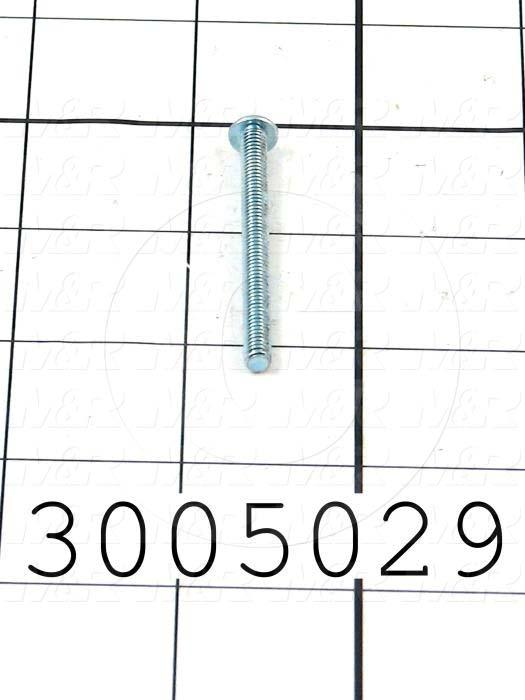 Machine Screws, Round Head, Steel, Thread Size 8-32, Screw Length 2.00 in., Full Thread Length, Right Hand, Zinc