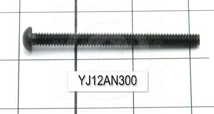 Machine Screws, Round-Slotted Head, Steel, Thread Size 1/4"-20, Screw Length 3 in., 3.00" Thread Length, Right Hand, Black Oxide