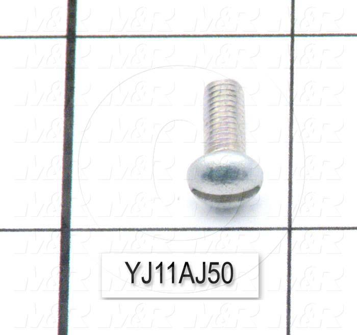 Machine Screws, Round-Slotted Head, Steel, Thread Size 10-32, Screw Length 1/2 in., 0.50" Thread Length, Right Hand, Nickel Plated